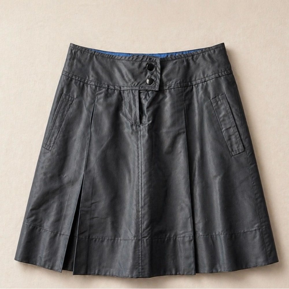 J. Crew 100% Silk Black A-Line Skirt Pleated Midi Petite 0P Classic Workwear